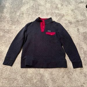 Patagonia Quilted Navy and Pink Pullover Size Medium